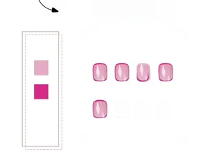 Detail view of pink and purple French style false nails with faceted gemstone texture