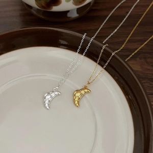 925 Sterling Silver Croissant Pendant Necklaces in Gold and Silver Finishes