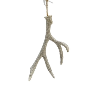 Glittery gold and silver reindeer antler hanging ornament for Christmas tree decoration