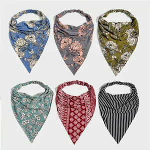 Set of six colorful floral and pattern cotton triangle headbands with elastic straps