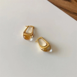 Minimalist Geometric U-Shaped Hoop Earrings For Women Copper With Rhinestone Inlaid Gold Silver Plated Fashion Jewelry Gift