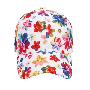 Cappellino da baseball da donna con stampa floreale colorata e visiera curva per l'estate