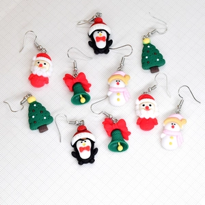 Christmas Cartoon Drop Earrings Resin 3D Santa Claus Snowman Tree Bell Penguin Festival Holiday Party Jewelry For Women