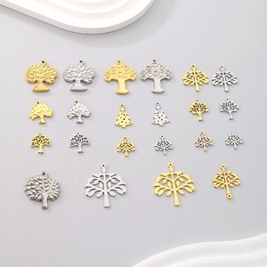 Collezione di ciondoli albero della vita in acciaio inossidabile in oro e argento