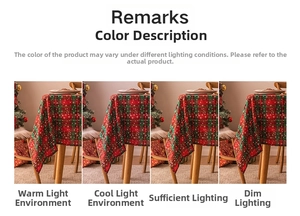 Detailed comparison of red and green plaid Christmas tablecloth under various lighting