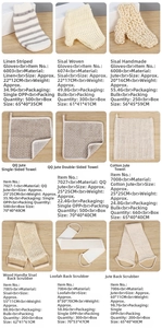 Detail grid showing natural sisal and linen bath gloves with organic loofah scrubbers