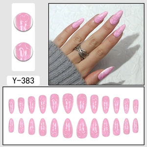 Faux ongles stiletto roses avec motifs de cœur 3D en relief et kit de 22 pièces