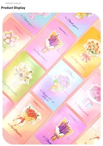 Detailed flat lay of floral greeting cards with colorful sunflower and rose illustrations
