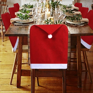 Housses de chaise bonnet de Père Noël rouges et blanches pour décoration de fête