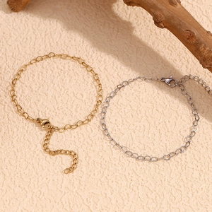 Minimalist 14K gold and silver plated stainless steel heart chain bracelets for women