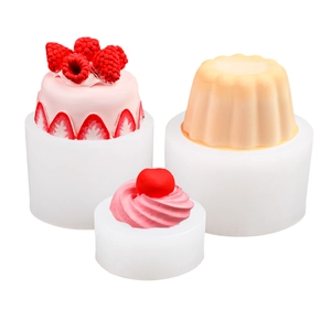 3D raspberry and cream cake silicone mold set for DIY candles, soap and pudding crafts