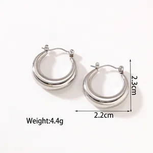 Polished silver hollow hoop earrings measuring 2.2cm x 2.3cm weighing 4.4g per pair