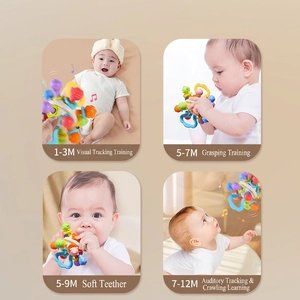 Multifunctional Manhattan ball rattle for baby sensory play, teething, and motor skills