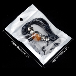 Bracelet en cuir tressé avec pierre agate de cristal naturelle, dimensions 10cm x 7cm