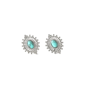 Boucles d'oreilles rétro en turquoise et acier titane plaqué or 18k au design bohème