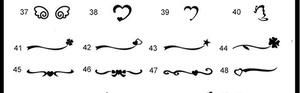 Black decorative temporary tattoo designs featuring heart, stars and floral motifs
