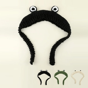 Frog Eye Beanie Knit Hat Hand Crocheted Ear Protection Kawaii Animal Balaclava For Winter Outdoor Warm Soft Acrylic