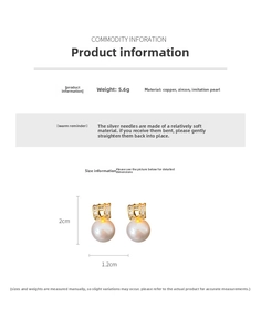Detailed view of water drop faux pearl earrings with gold copper and cubic zirconia