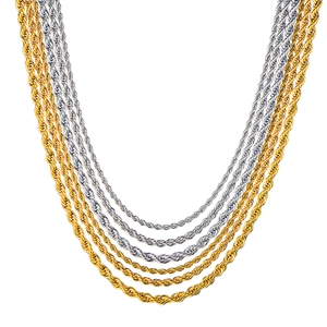 Stainless Steel Rope Chain Necklace Twisted Spiral Link Jewelry With Lobster Clasp For Men Women Hip Hop Style Fashion