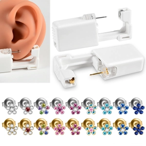 Disposable ear piercing gun kit with 316L stainless steel floral stud earrings set