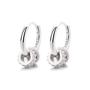 Minimalist 925 sterling silver hoop earrings with cubic zirconia drop pendants