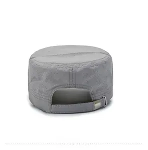 Rear view of dark grey breathable cadet cap showing adjustable metal buckle and strap