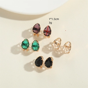 Elegant water drop crystal earrings in purple, green, champagne and black colors