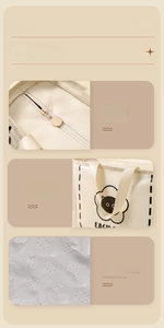 Detail of insulated lunch bag featuring reinforced handles and thermal aluminum lining