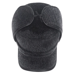 Winter faux fur earmuff hat for men featuring thick plush lining and thermal ear flaps