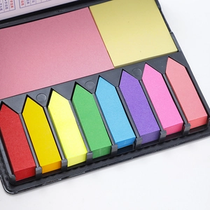 Business PU sticky note set with multi-color pads and built-in calendar for office use