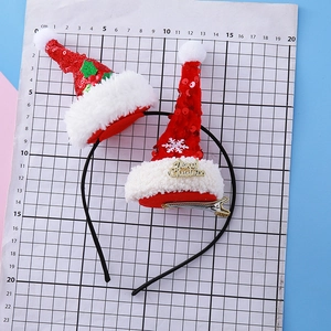 Set de serre-tête de Noël avec paillettes rouges et pompon blanc pour décoration festive