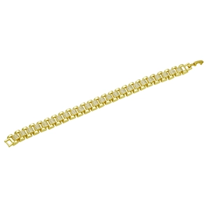 Lussuoso bracciale a maglie stile cinturino in oro con micropavé di zirconi bianchi