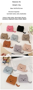 Detail of cute cat-shaped card holder in multiple colors with ear and whisker embroidery