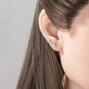 Exquisite dainty cartilage studs with colorful micro-pave cubic zirconia flower design