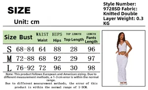 Tableau des tailles pour ensemble haut licou et jupe en tricot, tailles S, M, L