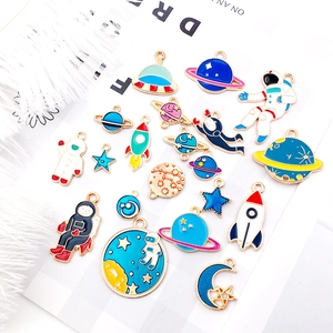 DIY Space Astronaut Star Moon and Planet Alloy Enamel Pendants for Jewelry Making