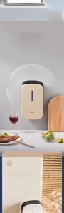 Macro detail of wall-mounted smart utensil sterilizer with LED timer display screen