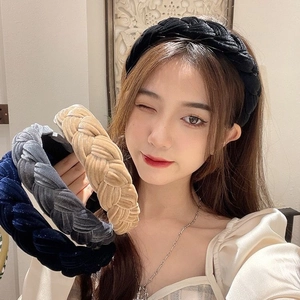 Braided Headband Velvet Wide Padded Hairband Handmade Twist Hair Hoop Retro Fashion For Women Daily Styling