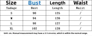 Size chart for summer lace maxi dress showing bust and length in centimeters