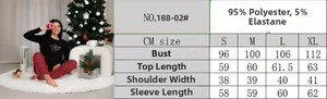 Tableau des tailles pour pyjama haut à cœur et pantalon à carreaux tailles S-XL