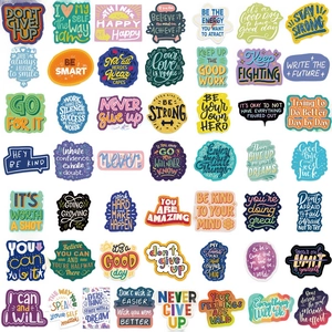 50 pieces of waterproof inspirational English cartoon stickers for luggage and laptops