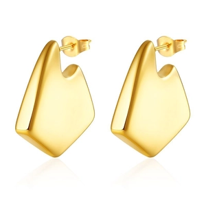 Pair of minimalist 18K gold plated stainless steel geometric stud earrings for women