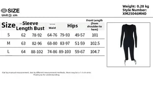 Detailed size guide for sexy lace long sleeve bodysuit showing cm measurements for S M L
