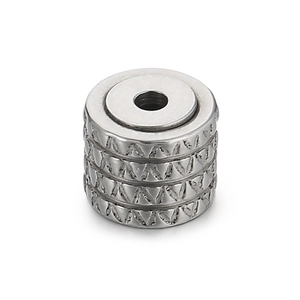 Minimalist stainless steel cylindrical beads with triangular relief pattern for DIY jewelry