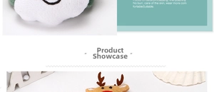 Detail of plush reindeer and cloud charms on Christmas slap bracelets with soft texture