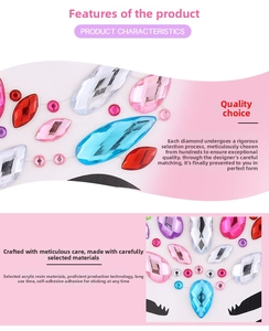 Close-up of colorful acrylic resin face jewels with self-adhesive backing for makeup