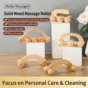 Fünfteiliges Massage-Set aus Naturholz zur Entspannung der Körpermuskulatur