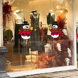 Stickers de Noël bonhomme de neige pour fenêtres en verre avec personnages festifs