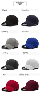 Detailed grid showing eight available colors of breathable mesh elastic baseball caps