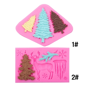 Christmas Silicone Molds For Fondant Chocolate Cake Decoration Tree Elk Snowflake Patterns Flexible Baking Tools